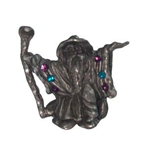 Vintage Metal Wizard Figurine Gemstones